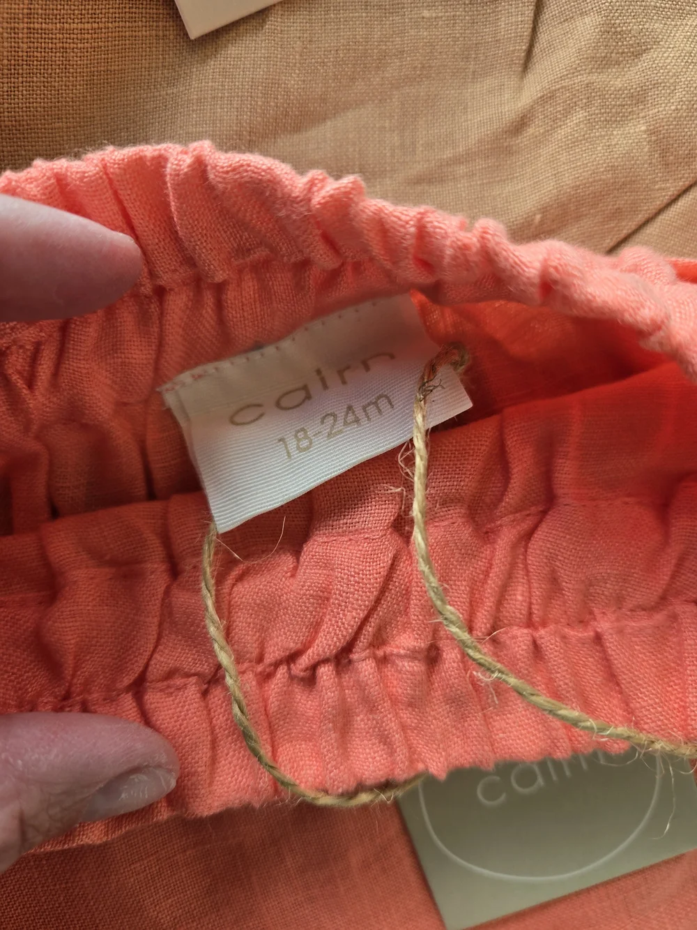 Cairn Kids %100 Linen Elastic Waist Shorts — Coral, Tan & Cream (3-Pack)